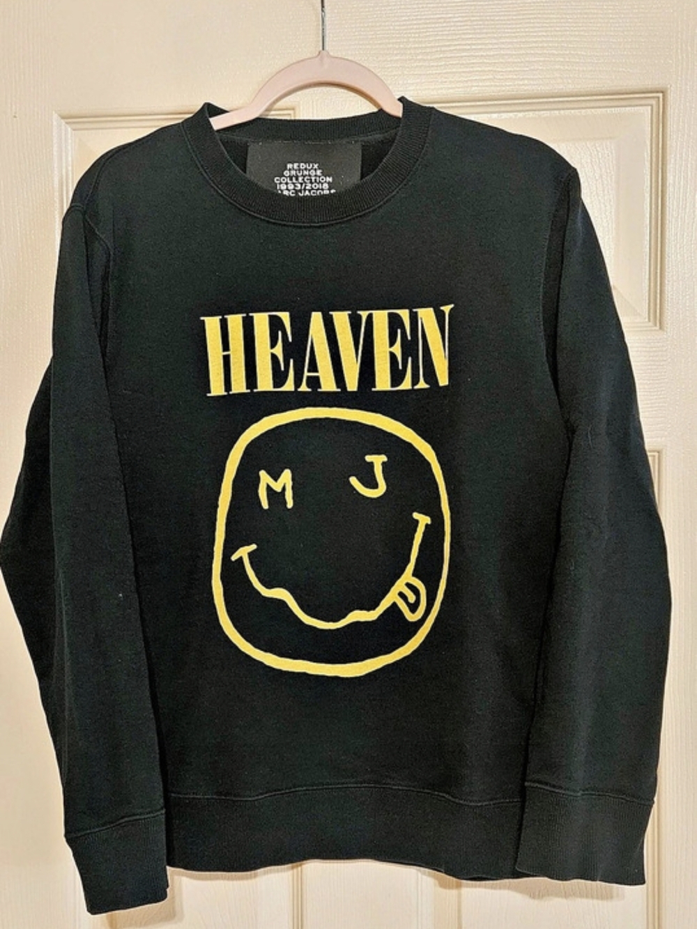Marc Jacobs Redux Grunge HEAVEN Smiley Face Sweatshirt Black